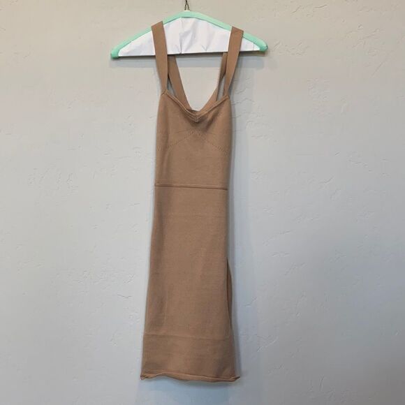 DEBBY' CROSS BACK KNITTED DRESS in Khaki - Picture 2 of 4
